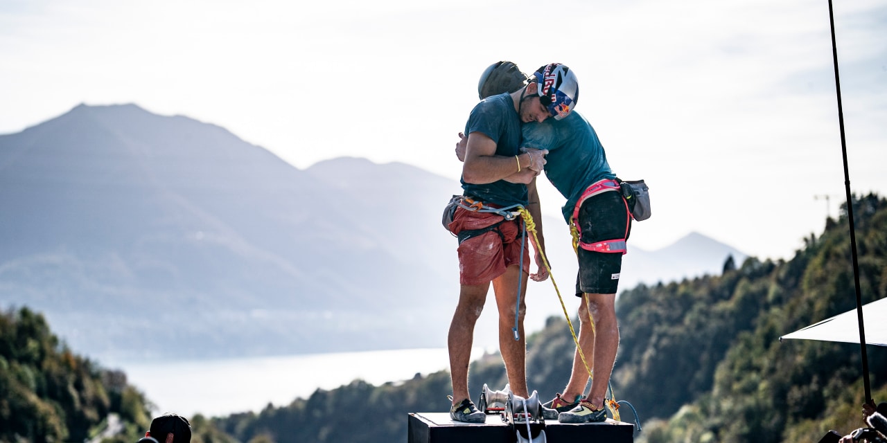 Alberto Ginés López and Luka Potočar seen during the Red Bull Dual Ascent in Verzasca, Switzerland on October 30, 2022. // Stefan Voitl / Red Bull Content Pool // SI202210290516 // Usage for editorial use only // 