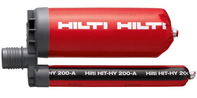 Résine hybride haute performance HIT-HY 200-A V3 pour chevillage lourd et scellement de fers d'armature dans le cadre du système Hilti SafeSet