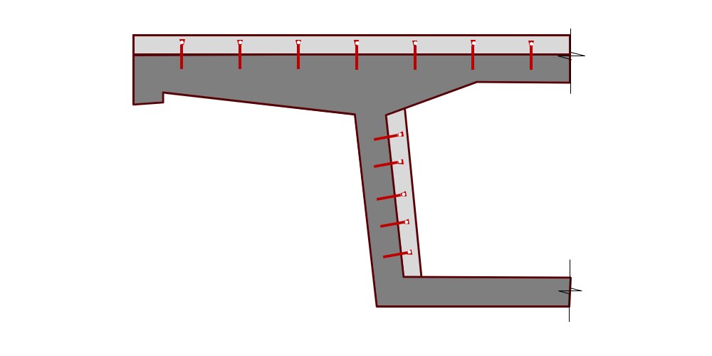 Disegno schematico rafforzamento strutture portanti di ponti