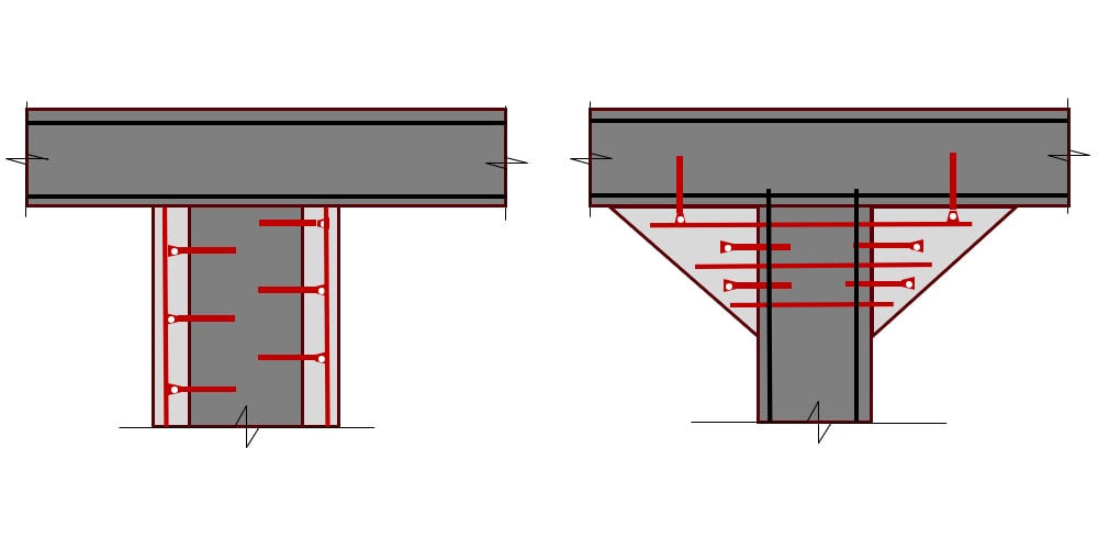 Disegno schematico rafforzamento pilastri di ponti