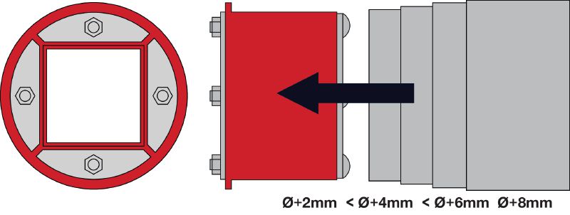 Adattatore CFS-T AS Adattatore di accoppiamento con il diametro esterno dei tappi sigillanti CFS-T RR e CFS-T RRS Applicazioni 1