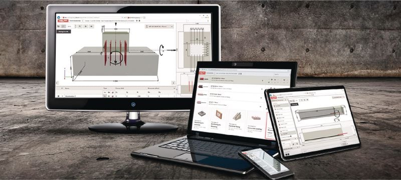 Software di progettazione strutturale PROFIS Engineering Suite Software di progettazione tasselli per l'ingegneria strutturale con codici e certificazioni, calcoli con CBFEM (metodo degli elementi finiti basato sui componenti) e una varietà di metodi di fissaggio Applications 1