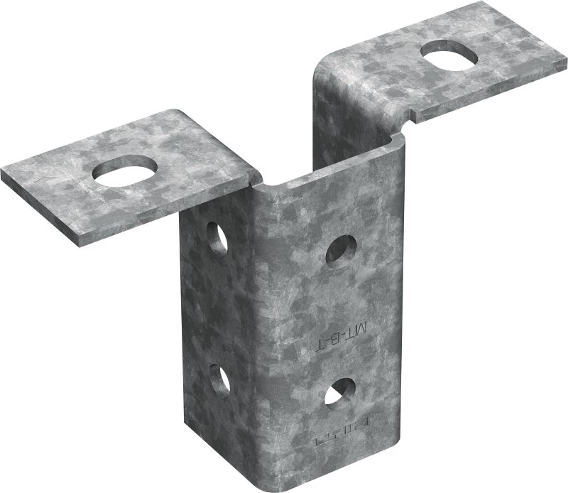 MT-B-T OC Grundplatte (leicht) Grundplattenverbinder zur Verankerung leichter Profilschienenkonstruktionen in Beton oder Stahl, für den Einsatz in Aussenbereichen mit niedriger Schadstoffkonzentration
