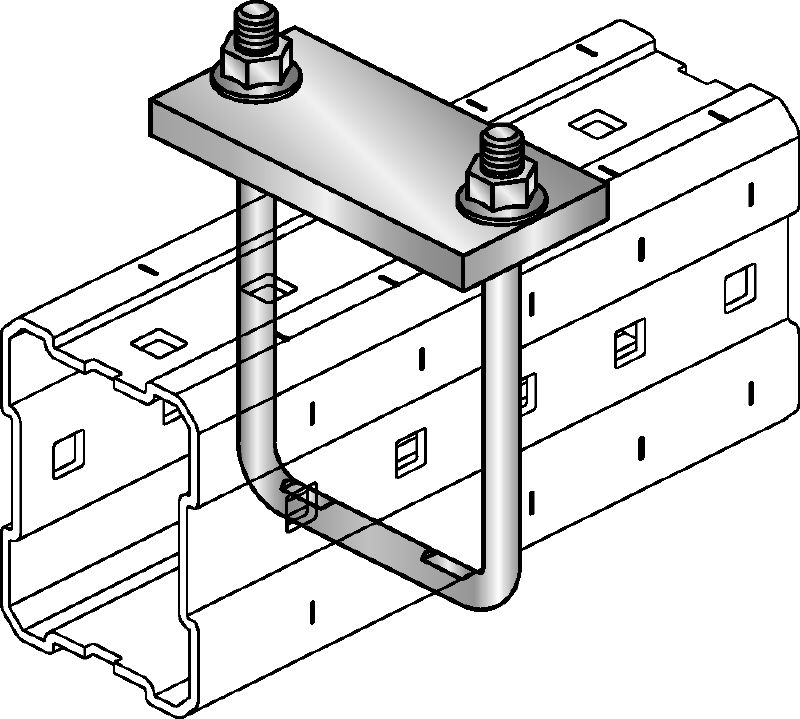 Accessoire pour suspension pour tuyaux MIC-SPH Accessoire galvanisé à chaud (GAC) fixé aux poutres MI pour soutenir les tuyaux suspendus